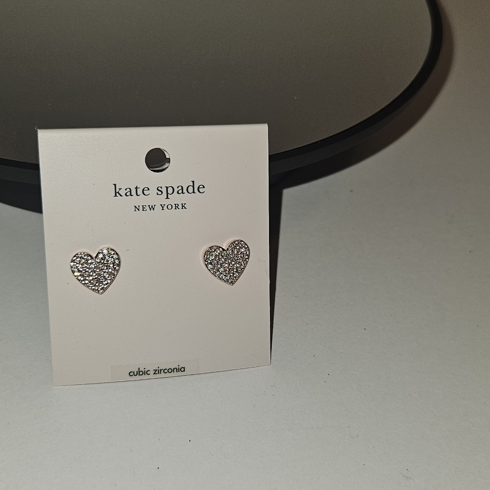 Kate spade rose gold heart earrings with cubic zirconia - Picture 7 of 7